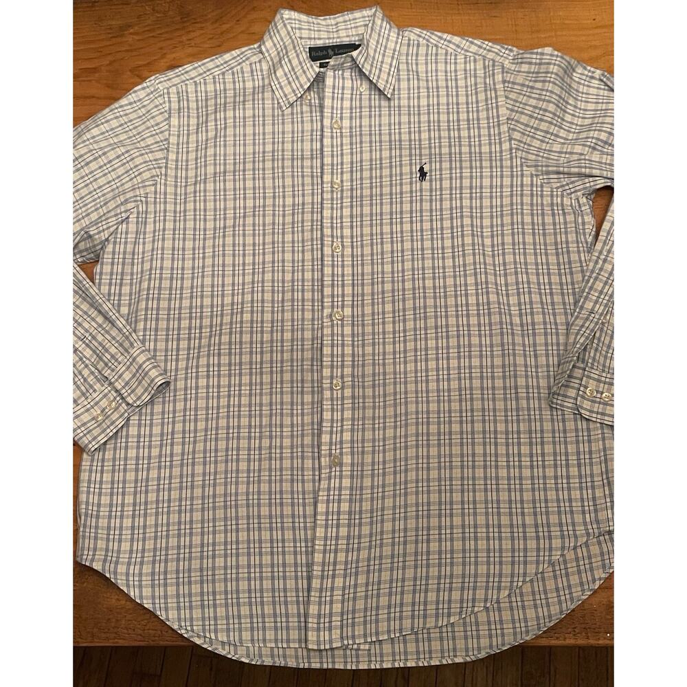 Lauren Ralph Lauren Button Up Shirt Men's Size 16 34/35 Stripe plaid